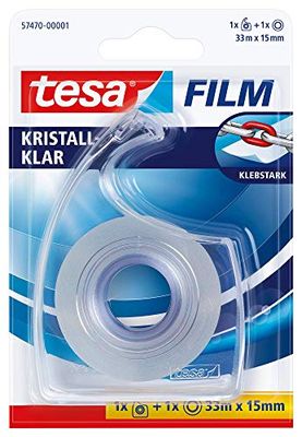 tesaFilm handafroller, transparant, incl. 1 rol tesafilm kristalhelder