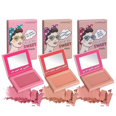 Misslyn Set 3 Palette Cipria Trucco da Donna con Specchietto, Blush Voluminizzante e Idratante