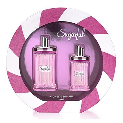 Michel Germain Sugarful - Gift Set for Women - Fruity Aroma - Notes of Tangerine, Pink Peony and Musk - Irresistible and Playful - Long Lasting - Includes EDP Spray and Miniature Parfum - 2 pc Set