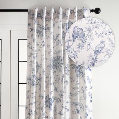 Maison d' Hermine Jouy Paradis - Tenda su misura, in 100% cotone, facile da appendere, con tasca per asta e passante, per soggiorno, camera da letto, ufficio, colore: blu