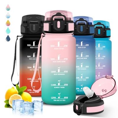 Drinkfles Voor Kinderen, Drinkfles 500ml, Drinkfles Met Rietje, Lekvrij, Geschikt Voor Koolzuurhoudende Dranken, Met Motiverende Slogan, Motiverende Drinkfles, Fles Voor School, Kamperen