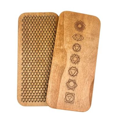 Tavola Sadhu con chiodi zincati "Chakras", tavola con chiodi, tavola Sadhu per lo yoga, tavola Sadhu per la pratica della meditazione (L)
