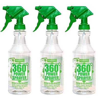 Harris Professional Wide Mouth 32oz Spray Bottles (3-Pack), All-Purpose with Clear Finish, Pressurized Sprayer, Adjustable Nozzle and Measurements