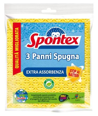 Spontex Panni Spugna in Cellulosa, assorbenza, spugna biodegradabile, 3 pezzi