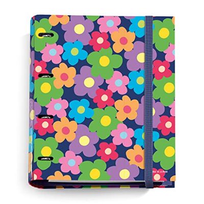Miquelrius - Carpebloc, Mapp med 4 ringar + 100 ark A4 Grid, Carpesan stängning med gummi, Agatha Ruiz de la Prada, Blomma