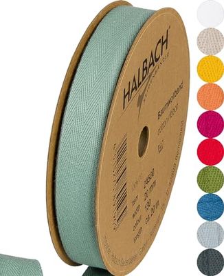 Halbach Seidenbänder Ruban en coton - 20 mm x 20 m - Vendu au mètre - Ruban en tissu pour décoration - 100% coton - Pour bricolage, artisanat, couture - Vert sauge - 24500
