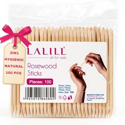 LALILL Bastoncini in Legno 100 Pezzi - Spingi Cuticole - Bastoncini in Legno Arancione per Manicure, Pedicure - Bastoncini Manicure per la Cura delle Cuticole per Tatuaggio, Mellezza, Make-up, Unghie