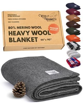 Woolly Mammoth Woolen Company Explorer Collection Couverture en laine 66" x 90" gris