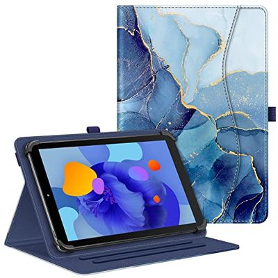 FINTIE Universal 10.1 inch Tablet Case, [Multi-Angle] Folio Cover with Document Pocket Elastic Clip for All 9-10" Tablet, Compatible with Samsung/Lenovo/Huawei/TECLAST/Fusion 5, Ocean Marble