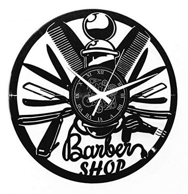 Instant Karma Clocks Vinyl Wall Clock Barber Shop Hairdresser Stylist Beauty Center Decorative Room, Black