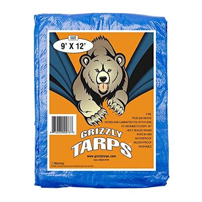 Grizzly Tarps 10 x 14 piedi blu multiuso impermeabile Poly TARP cover 5 mil Thick 8 x 8 Weave, GTRP912