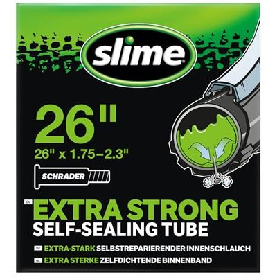 Slime 30059 Câmara interior de bicicleta com selante de furos Slime, vedação automática, prevenção e reparação, válvula Schrader, 47/57 - 559 mm (26" x 1,75-2,125")