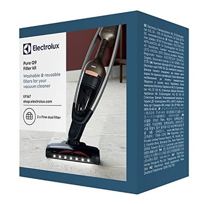 Electrolux EF167 Filter Set for QX9 (Twin Pack, 2 Washable Pre Motor Filters, Optimal Filtration Performance, Easy Cleaning, Regular Filter Black