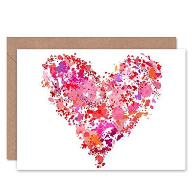 Wee Blue Coo DT PAINT SPLATTER HEART SHAPE BIRTHDAY GIFT BLANK GREETINGS CARD