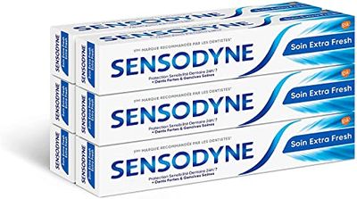 Sensodyne Dentifricio Cura Extra Fresh, Protezione completa 24 ore contro la sensibilità dentale, Confezione da 6 x 75 ml