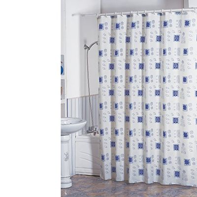 MSV 140112 Rideau de Douche Polyester + Plastique 180 x 200 x 0,1 cm - 12 anneaux inclus