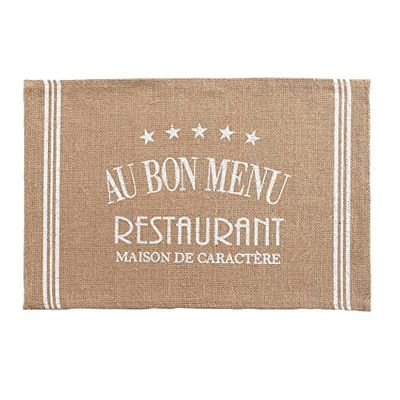 douceur d'intérieur, Set de Table (30 x 45 cm) Diner Blanc, Jute Imprimé