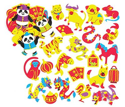 Baker Ross Chinese New Year Foam Stickers (Pak van 120) voor kinderen om te spelen en te versieren