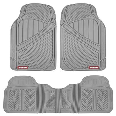 Motor Trend FlexTough Performance Tapetes de borracha para todos os tipos de clima, 3 unidades, para carros, camiões e todo-o-terrenos, para uso intensivo, resistentes à água (cinzento)