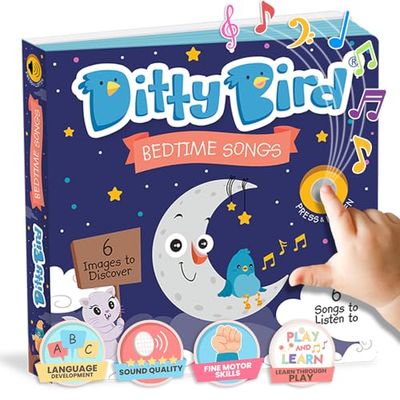 Ditty Bird Bedtime Songs: Mi Primer Libro de Sonido Interactivo con 6 Canciones para Aprender inglés Mientras te diviertes. Juguete Educativo bebés y niños a Partir de 1 año.