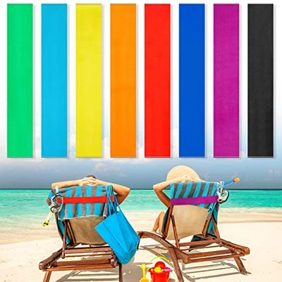 Confezione da 8 elastici per asciugamani per sedie da spiaggia, crociera, per lounge, spiaggia, piscina, sedie, porta asciugamani, elastici antivento, accessori da spiaggia per l'estate (tinta unita,