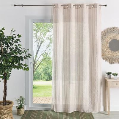 HomeMaison.com Muslin Net Curtain – Plain – Blackout Net Curtain – Linen Net Curtain – 140 x 240 cm