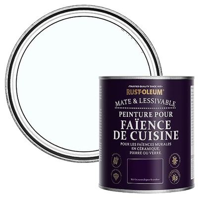 Rust-Oleum Peinture Blanche Résistante à l'eau pour Faïence de Cuisine, Finition Mate - Glacier 750ml