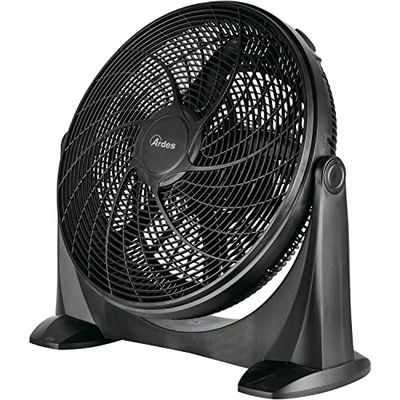 ARDES - AR5A51 Ventilateur de Sol Silencieux 5 PALES SPACE 51 - Ventilateur de Sol Total Black à Inclinaison Verticale et Commande Manuelle - Ventilateur de Sol Ardes 3 Vitesses
