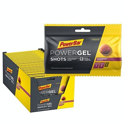 PowerBar PowerGel Shots Framboise 24x60g - Gel Énergétique à Haute Teneur en Carbone + C2MAX Magnésium et Sodium