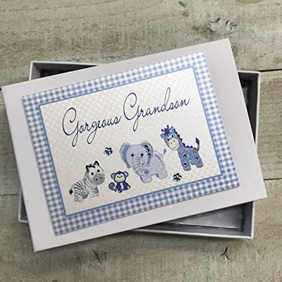 White Cotton Cards Handmade Gorgeous Grandson Tiny Photo Album (Blue),cover may vary, 12.5x17.5x2.5 cm