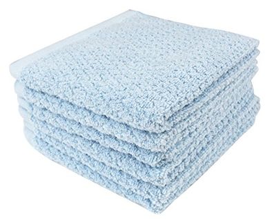 Everplush Lot de 6 Gants de Toilette en Jacquard à Losanges - Bleu-Vert