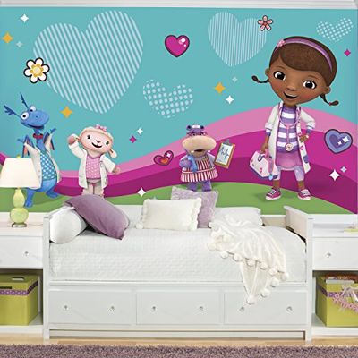 RoomMates JL1396M Doc McStuffins and Friends XL stoelrail, voorgelijmd muurschildering, 183 x 26,7 cm, ultra-verwijderbaar, meerkleurig