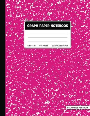 Graph Paper Composition Notebook: Quad Ruled 5x5 Pink Marble Pattern. For Students. College, School, Office & Work