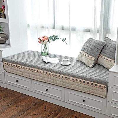 JeogYong Cuscino per finestra a bovindo, per interni, per interni e camera da letto, cuscini antiscivolo, per davanzale della finestra a bovindo, 90 x 210 cm, grigio