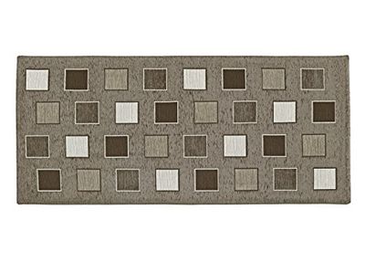 BIANCHERIAWEB Tappeto 55x115 cm Passatoia Runner Cucina Antiscivolo Lavabile Disegno Square Suardi, Fango