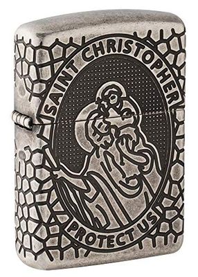 Zippo Lighter, Other, Antique Silver Saint Christopher, One Size