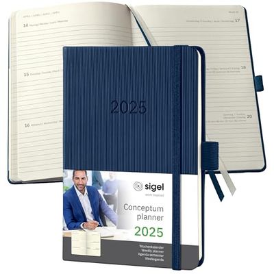 SIGEL C2563 Wochenkalender Conceptum 2025 , ca. A6, dunkelblau
