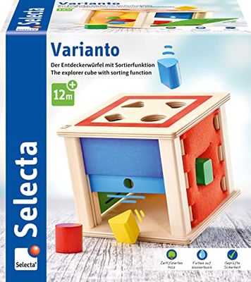 SELECTA PLAY- Selecta Caja DE CLASIFICACIÓN VARIANTO, Juego DE Habilidad MOTORA Does Not Apply clasificación y ensamblaje de Madera (15 cm), Color, One Size (Schmidt Spiele GmbH 62019)
