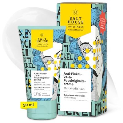 Salthouse Natural Minerals Crème hydratante anti-boutons 24 h - Absorption rapide - Raffine les pores - 50 ml