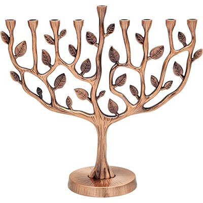 The Dreidel Company Menorah Tree of Life Antique Silver and Gold Finish (Antique Copper)