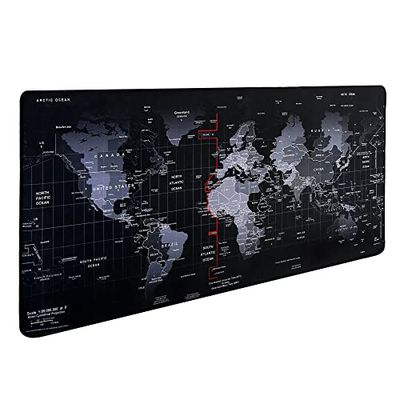Hosimoln Gaming musmatta, stor musmatta storlek 80 x 30 cm tjocklek 3 mm, premium strukturerad halkfri och vattentät datormusmatta med sydda kanter för spel/kontor/hem 80 x 30 Map002