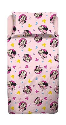 Minnie Mouse Hoeslaken voor Frans bed, bedlaken, kussensloop, roze, Disney 100% katoen, officieel product