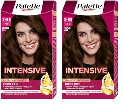 Schwarzkopf - Palette - Coloration Permanente Cheveux - Crème Soin - Couvre 100% Des Cheveux Blancs - Tenue 8 Semaines - Chatain Doré 750 (Lot de 2)