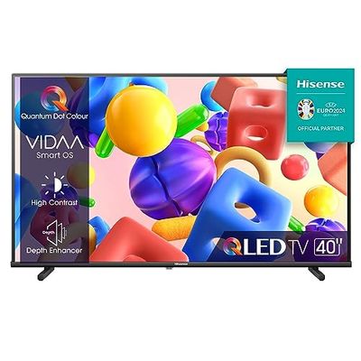 Hisense 40" QLED FULL HD 40E53KQT, Smart TV VIDAA U6 FHD, Game Mode, USB Type-C, Controlli vocali Alexa, Tuner DVB-T2/S2 HEVC 10, Double Position Stand