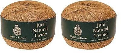 Kent & Stowe Spago di Iuta da 80 m/100 g, Naturale, 3 Strati, Adatto per l'uso in casa, Giardino, orto, o in floristica, Tutto L'Anno Attrezzi da Giardino in Iuta (Confezione da 2)