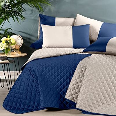 Caleffi 81893 Suite katoenen sprei voor tweepersoonsbed, blauw