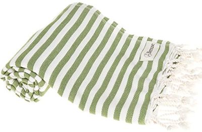 Bersuse 100% Coton - Malibu Asciugamano Turco - Fouta Peshtemal per Bagno e Spiaggia - Verde Oliva