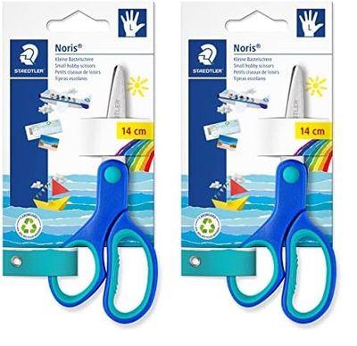 STAEDTLER 965 14LNBK Noris Scissors for Children - Left-Handed, 14 cm (Pack of 2) Multicoloured