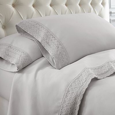 Pacific Coast Textiles 4-delige gehaakte kant microvezelplaat set, 4-delig