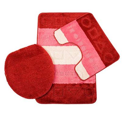 Jimmy Shadow Bath Mat Set, Burgundy, One Size